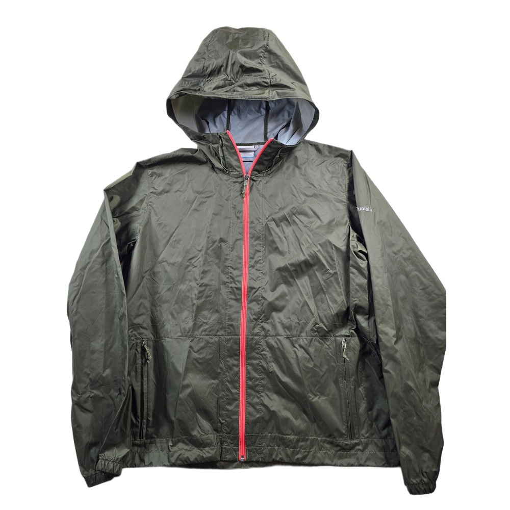 Columbia Switchback Rain Jacket Women XL Olive Green Nylon Hooded Windbreaker